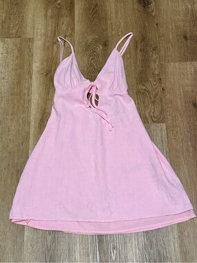 Pink Women's Tie-Front Size 6 Mini Dress